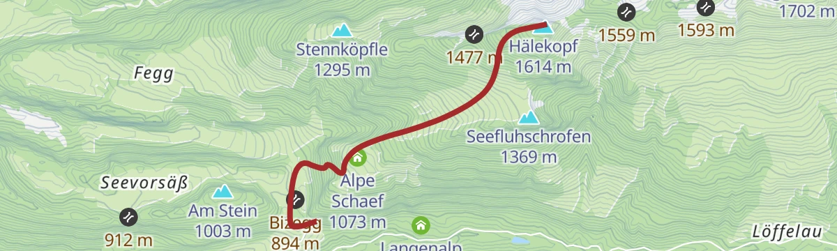 Route map: Hilkat - Hähliköpfle